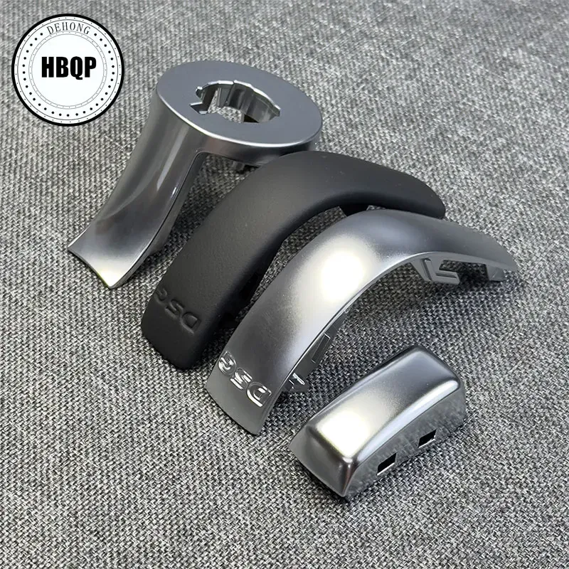 Color Name: Black - 1PCS Chrome Matt With Leather Shift Knob Gear Side Cover DSG Emblem For VW Golf 6 7 R GTI Passat B7 B8 CC R20 Jetta MK6