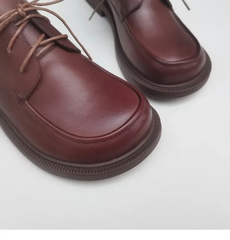 Color: Brown, Shoe Size: 12 - Careaymade-Genuine leather big head wide version men's English lace up leather shoes business leisure original single shoes