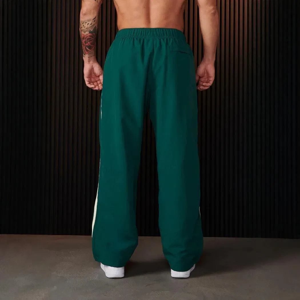 Color: Dark Grey, Size: M - Jogger Men's Sweatpants Gym Sports Fitness Splicing Strips Printing Mid Waist Casual Pants Ya Fashion Men Clothing Wide Leg Pan
