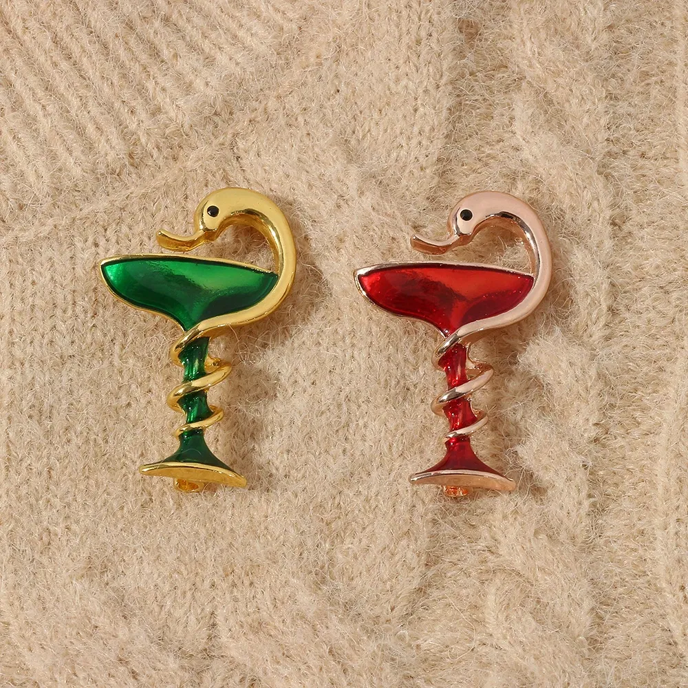 Metal color: Light Yellow Gold Color, Ships From: CHINA - Snake Cup Metal Enamel Brooch Red Green Trophy Memorial Cup Pins Animal Clubs Badge Gift For Women Men Jewelery
