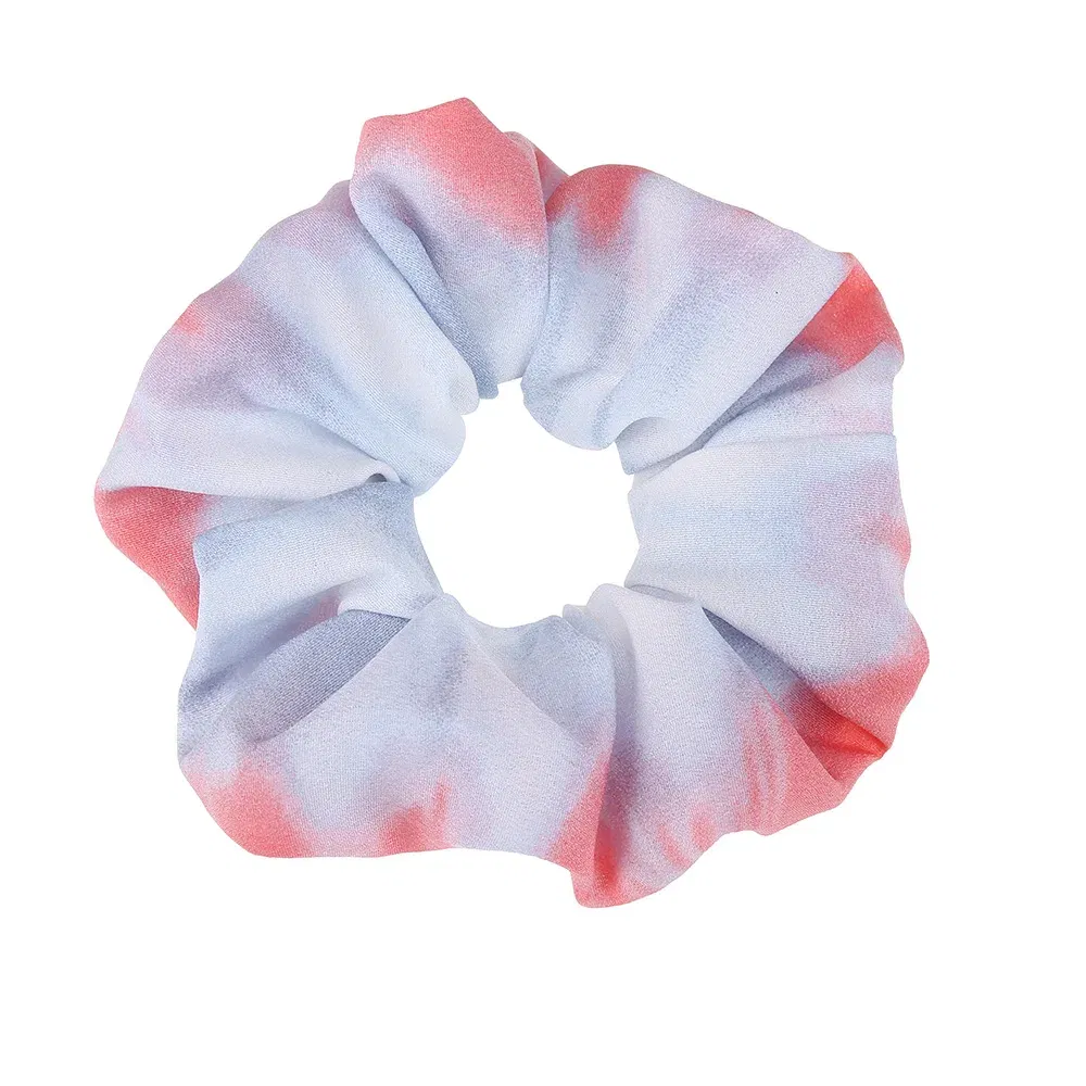 Color: SKY BLUE - Korea Chiffon Scrunchies Tie-dye Hairband Girl Colorful Headband Elastic Hair Bands Women Girls Ponytail Holder Hair Accessories