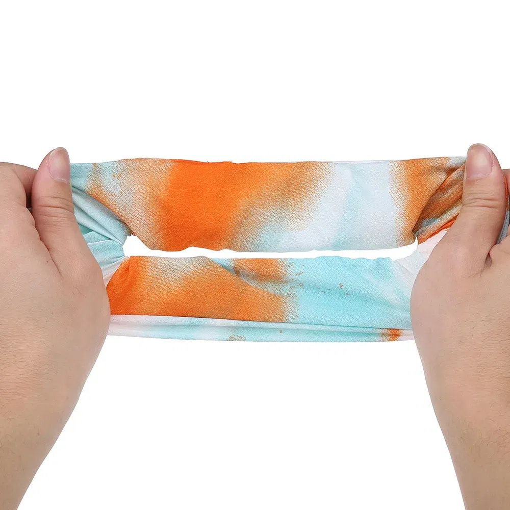 Color: SKY BLUE - Korea Chiffon Scrunchies Tie-dye Hairband Girl Colorful Headband Elastic Hair Bands Women Girls Ponytail Holder Hair Accessories