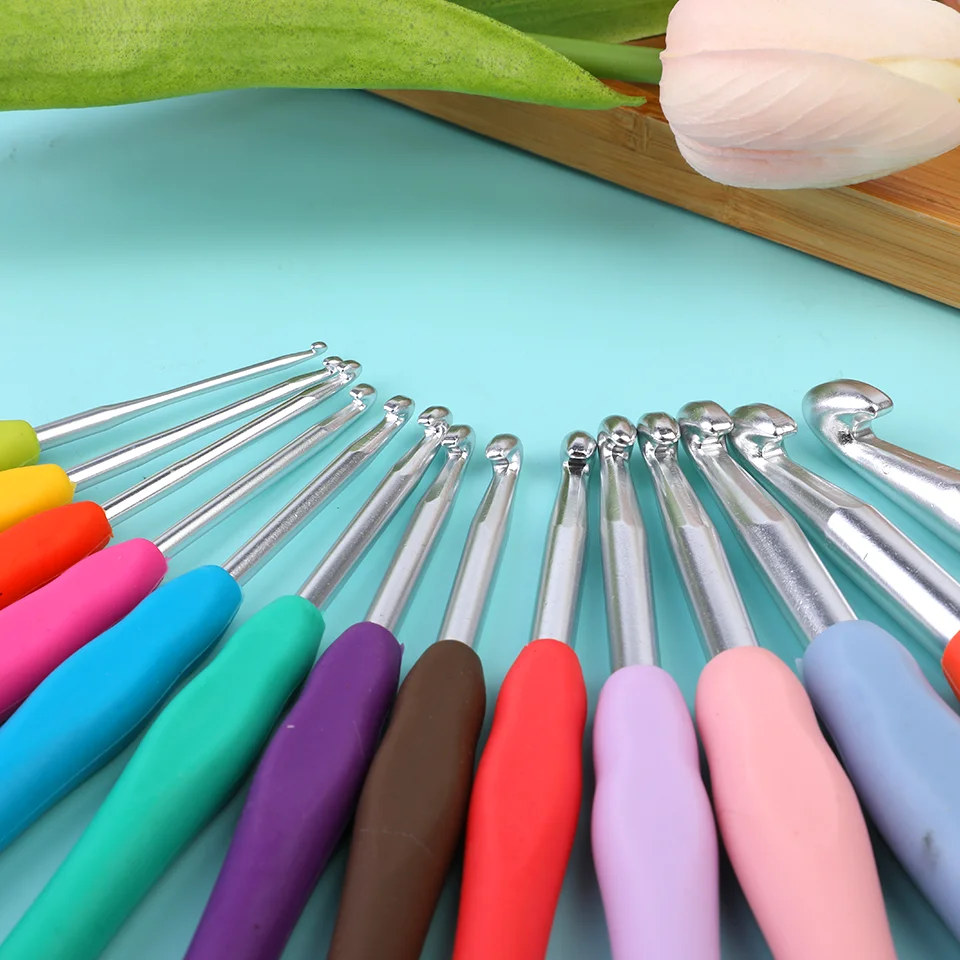 Color: light yellow - KRABALL Crochet Knitting Hooks Set Needle DIY Handmade Sewing Knit Tool Accessories Set for Sweater DIY Craft Scarf Weaving