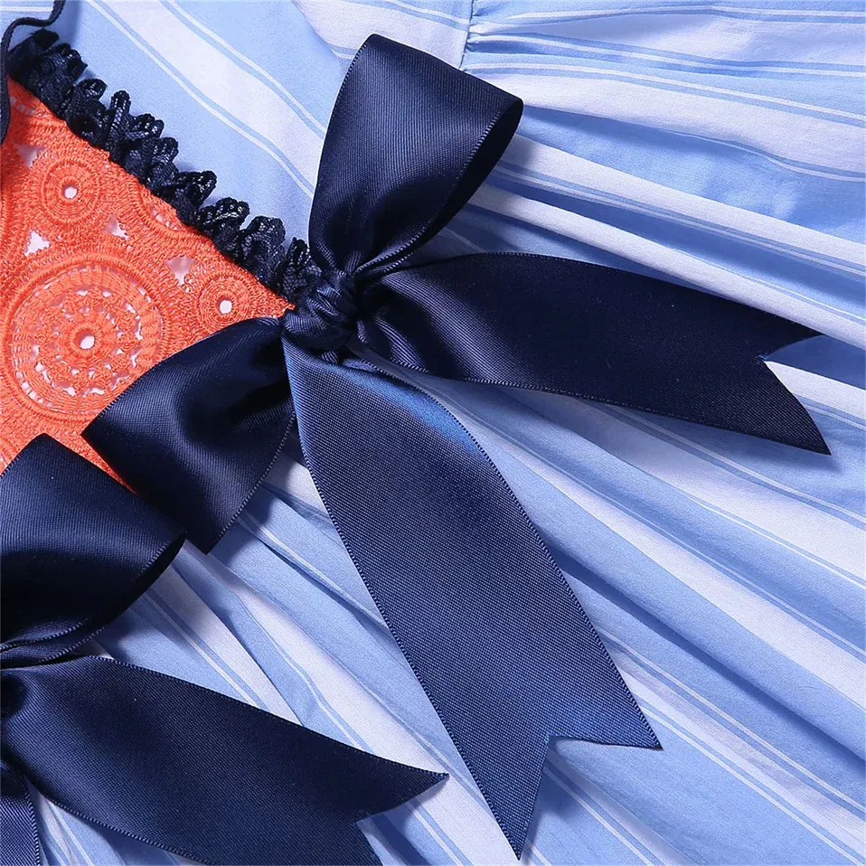 Color: MULTI, Kid Size: 5 - Pettigirl Summer Children Blue Stripe Baby Girls Princess Dresses for Evening Wedding Party Kids Birthday Gifts 2345681012 Years