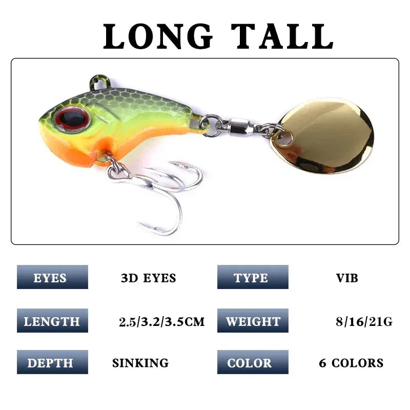 Color: Burgundy, Size: 55mm, Ships From: CHINA - 1Pcs Rotating Metal VIB vibration Bait Spinner Spoon Fishing Lures 8g/16g/21g Jigs Trout Wobbler Fishing Hard Baits Tackle Pesca