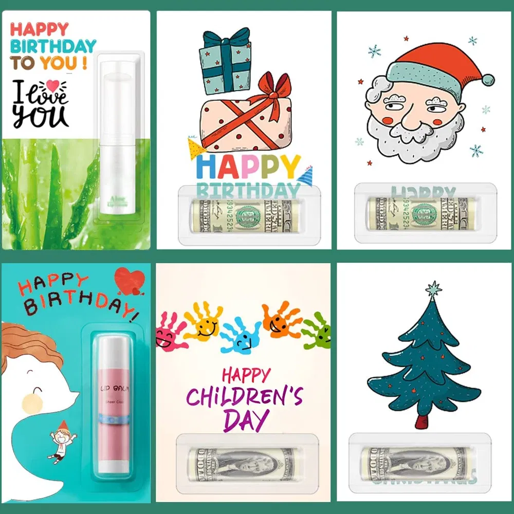 Color: Light Grey - 50/100pcs Money Card Holder With Sticker Plastic Dome Lip Balm Waterproof Clear Cash Pouch DIY Gift for Graduation Christmas