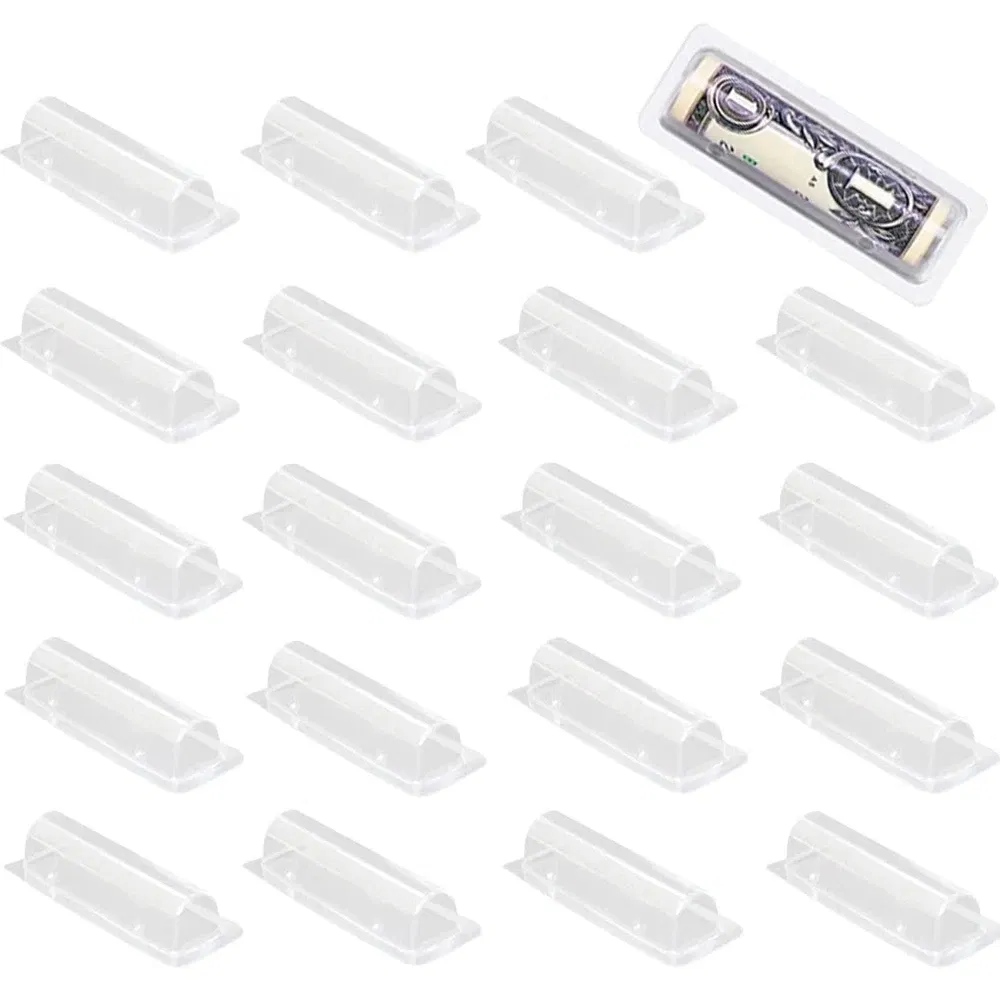 Color: Light Grey - 50/100pcs Money Card Holder With Sticker Plastic Dome Lip Balm Waterproof Clear Cash Pouch DIY Gift for Graduation Christmas