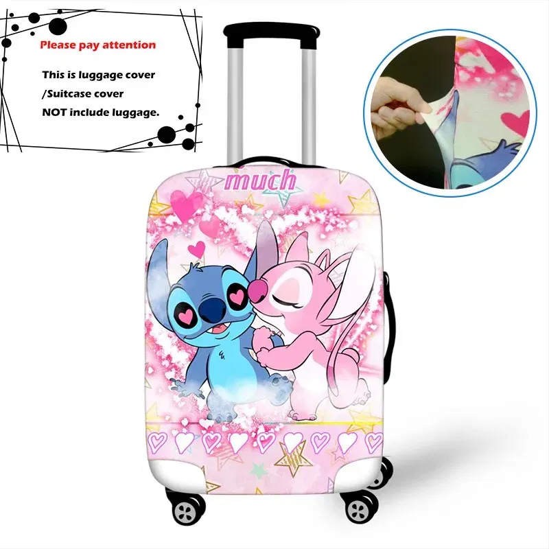 Color: GRAY, Size: XL - Lilo Stitch Elastic Luggage Protective Cover Trolley Suitcase Dust Bag Case Cartoon Travel Accessories
