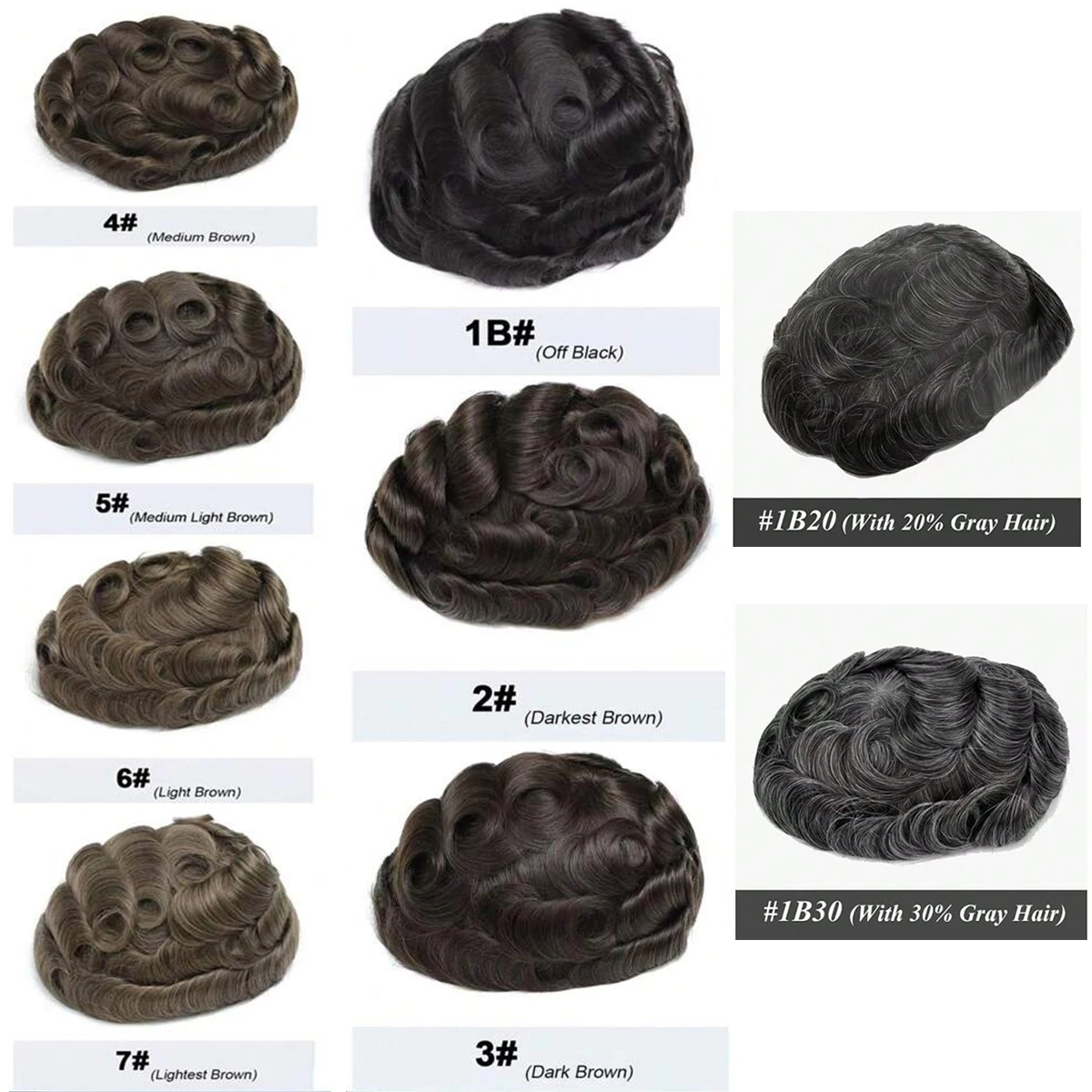 Poly Skin Toupee for Men Human Hair Pieces hair replacement System for Men Thin skin PU hair prosthesis