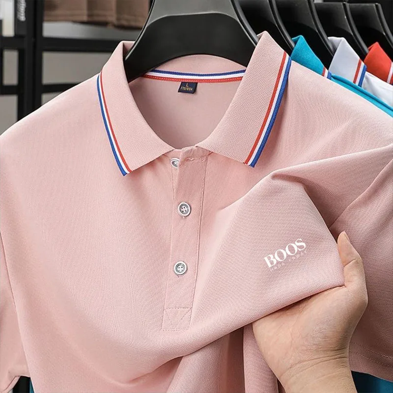 Color: black, Size: 4XL - 2025 Summer New Men's Short Sleeved Embroidered Polo Shirt Breathable Lightweight Shirt Luxurious Top Casual Lapel Men's T-shirt