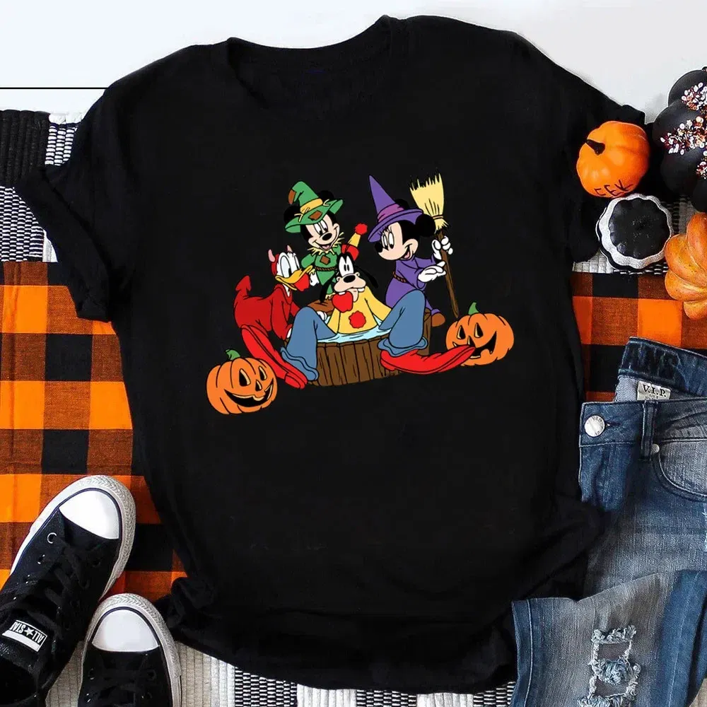 Color: Khaki, Kid Size: 2T - Funny Mickey Minnie Mummy Print Disney Children Cotton T Shirts Trick Treat Fashion Halloween Cute Kid Clothes Girls Streetwear