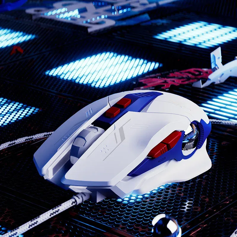 Color: WHITE - INPHIC W9 Wired Gaming Mouse Adjustable 4 Levels 8800DPI E-sports Macro Breathing Lighting Effect Ergonomics PUBG CF LOL
