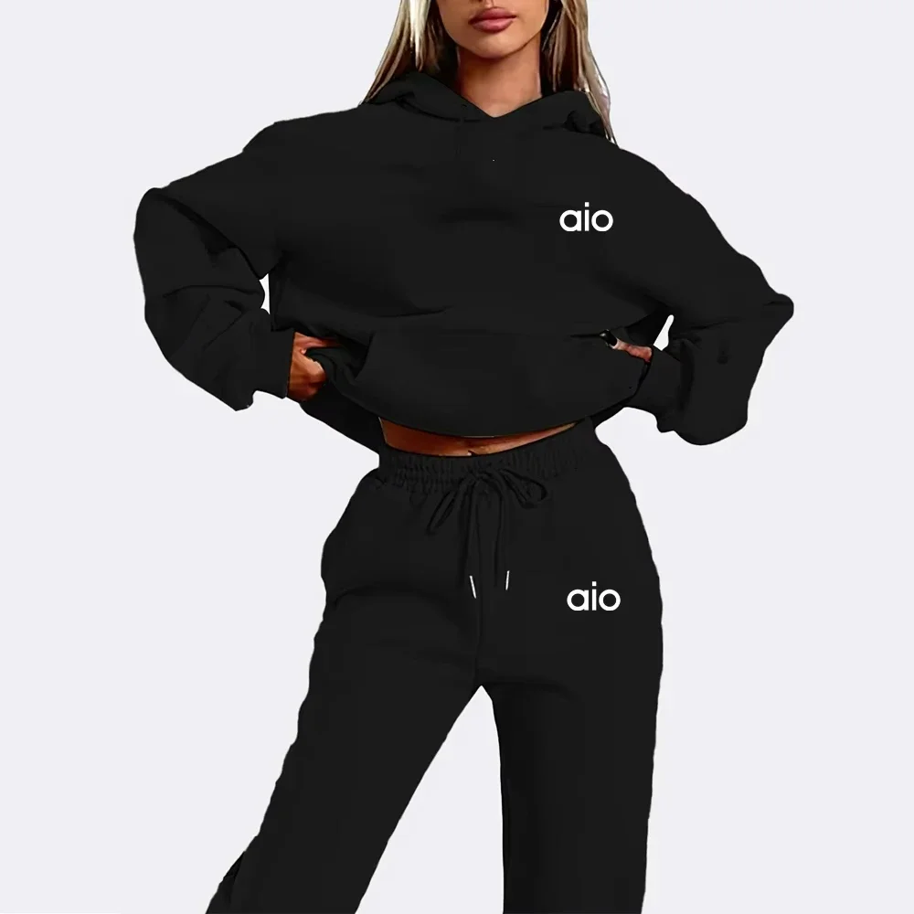 Color: Brown, Size: L, Ships From: CHINA - 2025 Autumn Winter Women's Sets 2pcs Hoodies Pants Suit Sports Outfits Letter Print Aesthetic Clothes Ladies Tracksuit