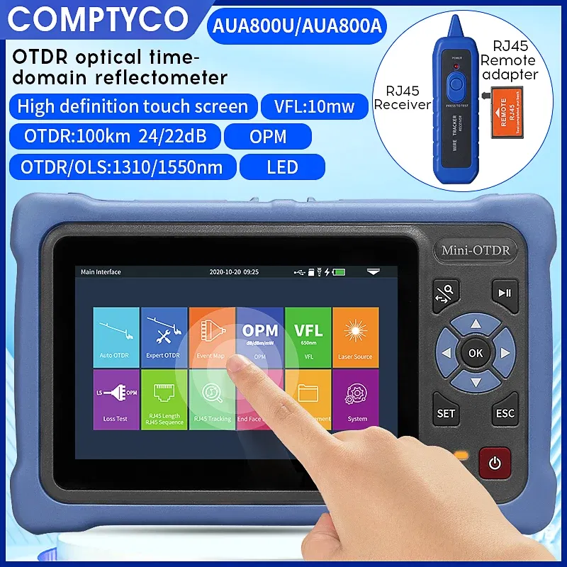 Color: WHITE, Ships From: CHINA - Top MINI OTDR 1310/1550nm 26/24dB Fiber Optic Reflectometer Touch Screen VFL OLS OPM Event Map Ethernet Cable Tester