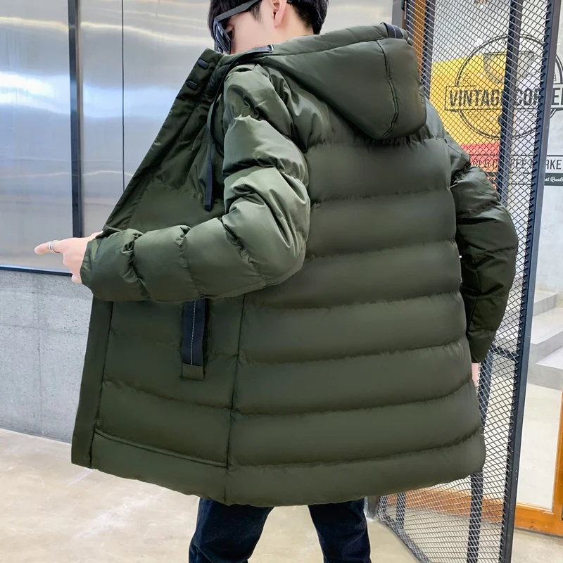 Color: army green, Size: 6XL - 7xl Plus Size Padded Parkas Men Thick Warm Coats Solid Warm Cotton Long Coats Windbreaker Winter Outerwear 6xl Thermal Jacket