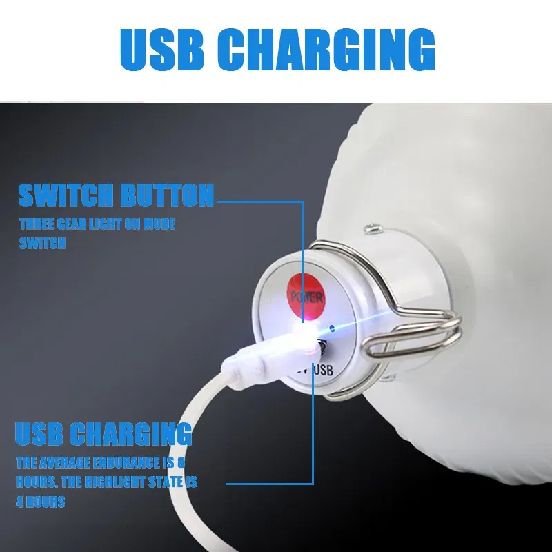 450w Camping Light USB Rechargeable LED Emergency Lamp Outdoor work light Portable Lanterns with Hook for BBQ Tents Battery Bulb