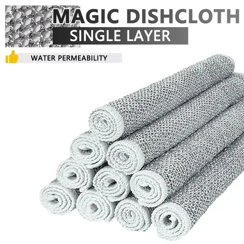 Color: green, Specification: 2pcs - Magic Cleaning Cloth Multipurpose Wire Miracle Cleaning Cloth Innovative Dishwashing Net Hand Towel for Kitchen Dishwashing Grid