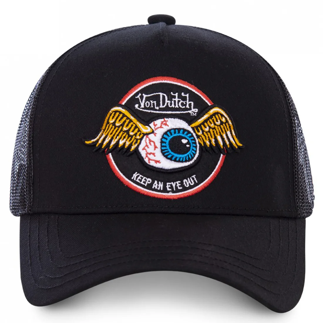 Color: WHITE - VON baseball cap Alphabet sunblock mesh embroidered trucker hat