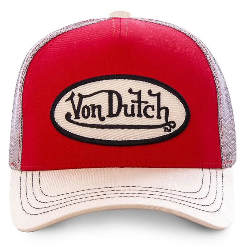 Color: WHITE - VON baseball cap Alphabet sunblock mesh embroidered trucker hat