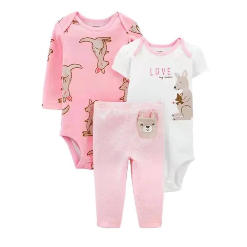 Color: Blue, Ships From: CHINA, Kid Size: 12M - 3PCS Baby Clothing Set Autumn Newborn Baby Girl Pure Cotton Clothes Set Soft Cute Animal Kids Bodysuits+Pants+Romper Bebe 6-24M