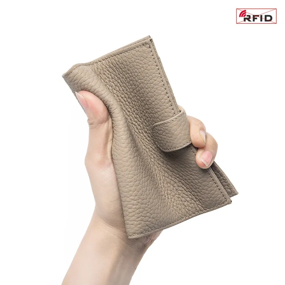 Color: Beige - Genuine Leather RFID Travel Passport Cover Case Wallet Bag Card Holder Cowhide Coin Purse Document Cover Flight Men Women