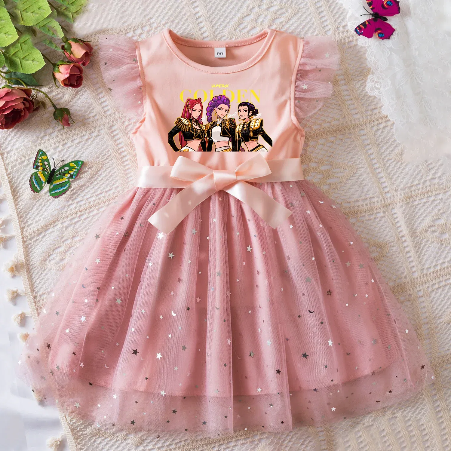 Color: GRAY, Size: One Size, Height: 176 - KPop Demon Hunters Girls Dress Kids Party Halloween Carnival Birthday Party Clothes Princess Tutu Dresses Costume Children Gift