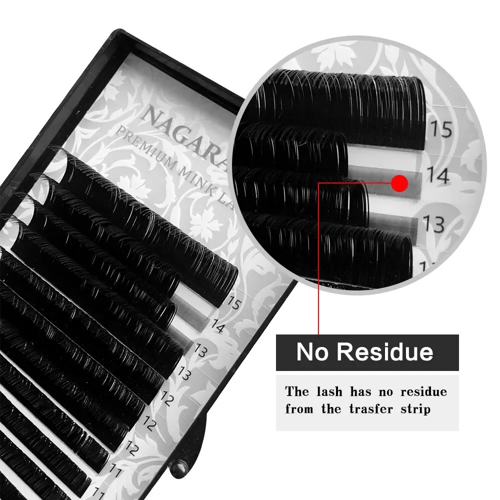 NAGARAKU 6 Cases Classic Mix Eyelash Extension Natural Soft Supplies Synthetic Mink Individual 7-15 Mix 16 Lines High Quality