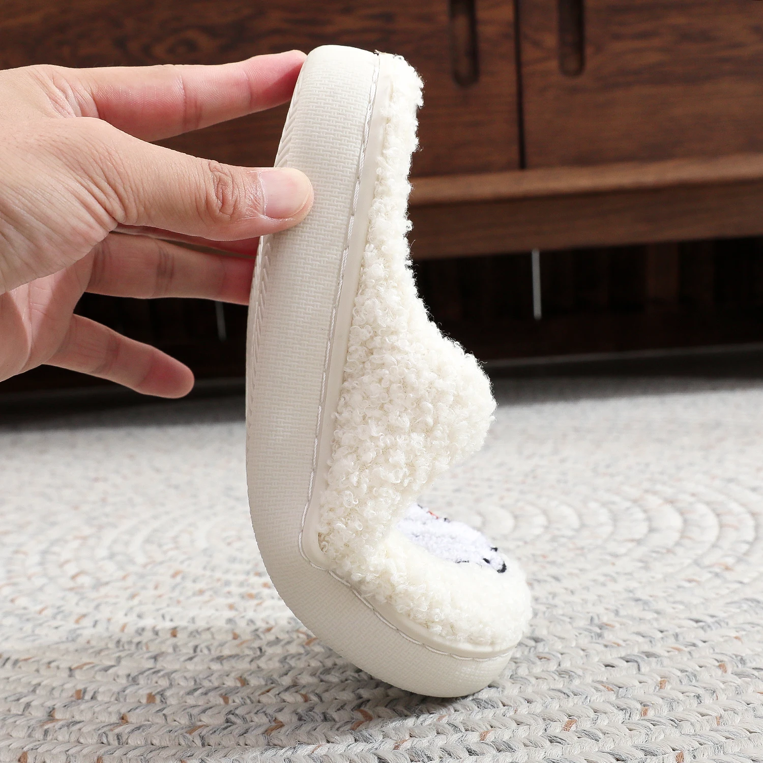 Color: Blue, Shoe Size: 36 - Winter Funny Palm Fur Slippers Home Home Wear-Resistant Non-Slip Plus Velvet Thick Bottom Cotton Slippers