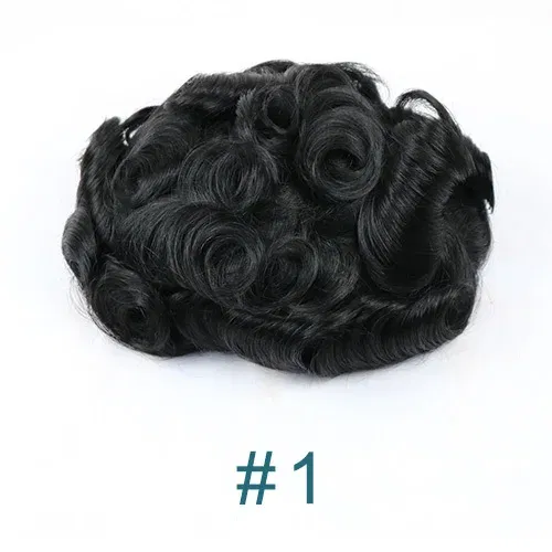 20MM Curly Brown Black Super Durable Mono Lace&Pu Mens Toupee Wig Human Hair 15mm Capillary Prosthesi Weave Replacement For Male