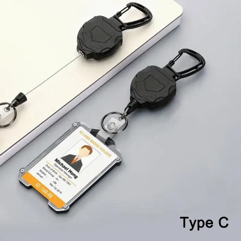 Color: Yellow - ID Card Holder Bus Card Cover Case Badge Reel Clip Badge Clip Heavy Duty Badge Clip Retractable Badge Holder ID Badge Holder