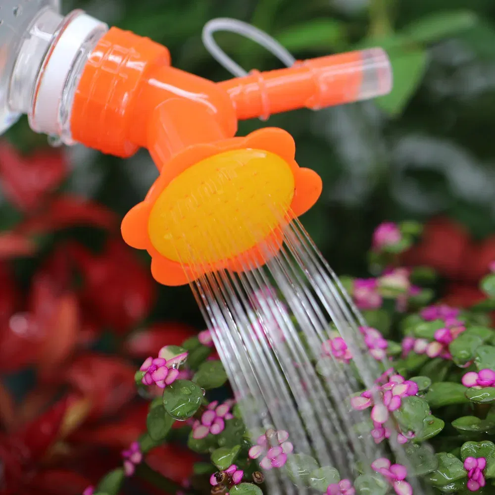 Color: WHITE - 2 in 1 Bottle Cap Sprinkler Dual Nozzle Watering Spout Double Bottle Head Can Watering Nozzle Bonsai Garden Mini Irrigation Tool
