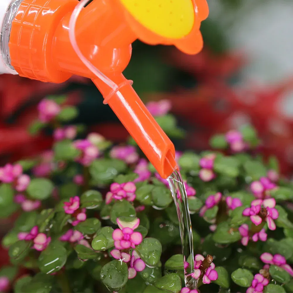 Color: WHITE - 2 in 1 Bottle Cap Sprinkler Dual Nozzle Watering Spout Double Bottle Head Can Watering Nozzle Bonsai Garden Mini Irrigation Tool