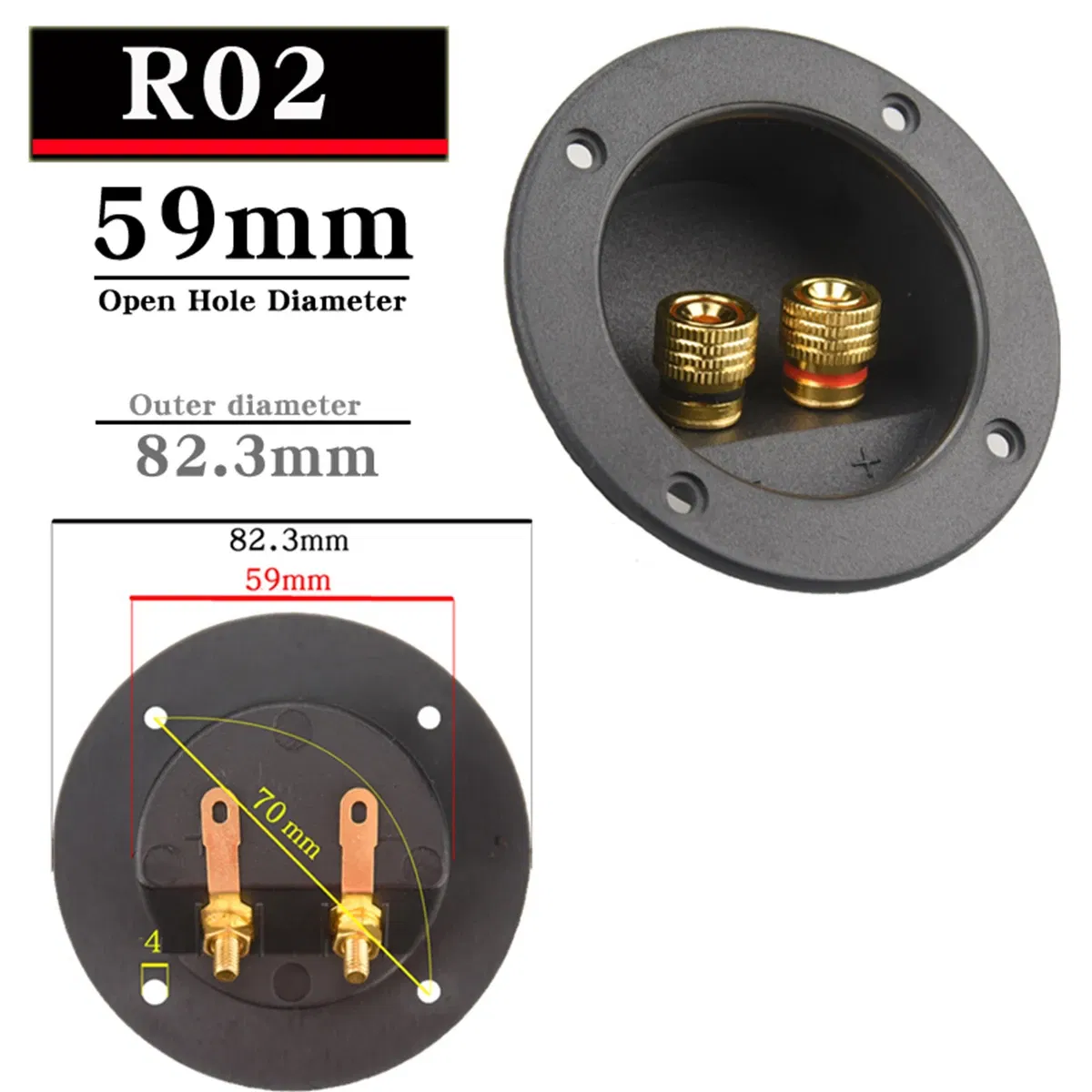 Color: Pink, Bundle: Bundle 3 - HIFIDIY LIVE Square circle (Install Hole 49-76) speaker junction Box  Terminal Shell 2 copper Binding Post Wire Cable Connector