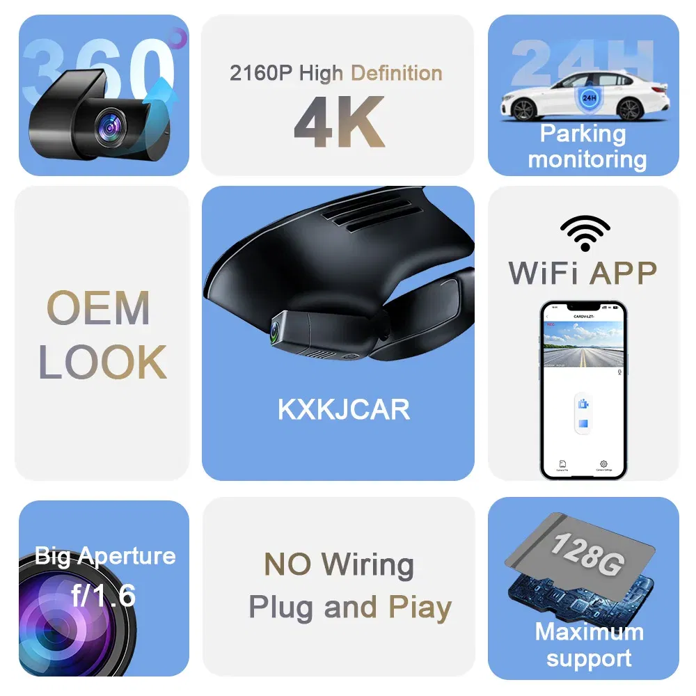64G - 4K HD 2160P WiFi Car DVR Video Recorder Dash Cam For VW Volkswagen Atlas Caddy Passat Tiguan Touran B6 B7 B8 Mk2 Cupra Formentor
