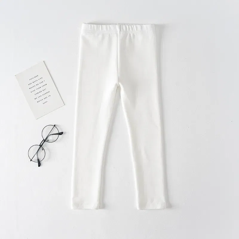 Color: black, Kid Size: 7 - Girls' Leggings Spring And Autumn Style 95 Cotton Female Baby Elastic Pants Children's Slim outer Wear Pants