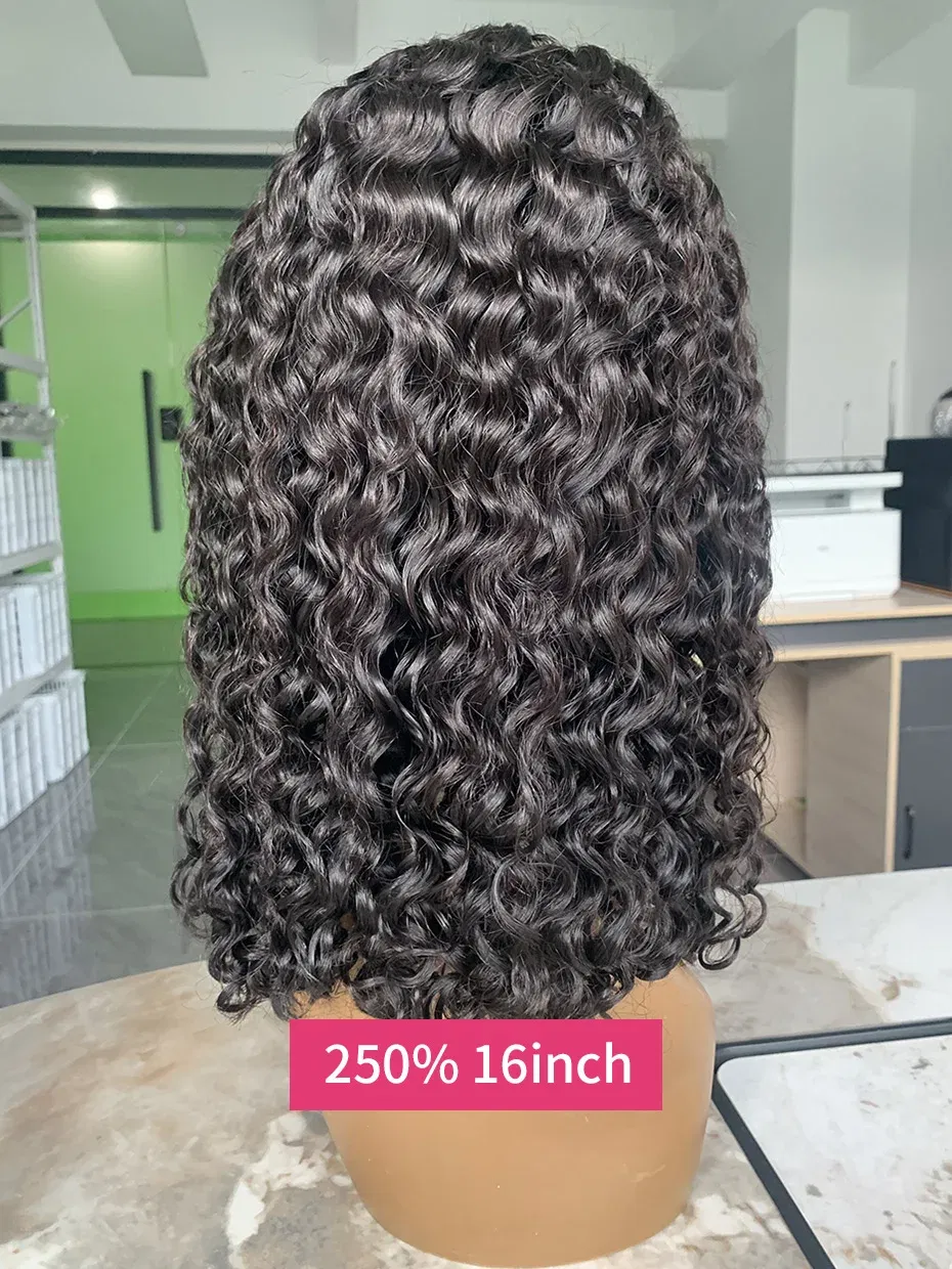 Hair Color: Natural Color, Ships From: CHINA, Stretched Length: 16inches, Density: 250% - Real 250 Density 13x4 Short Bob Wet and Wavy Human Hair Wigs Vietnam Raw Virgin Double Drawn Water Wave 13x6 Frontal Wig HD Lace