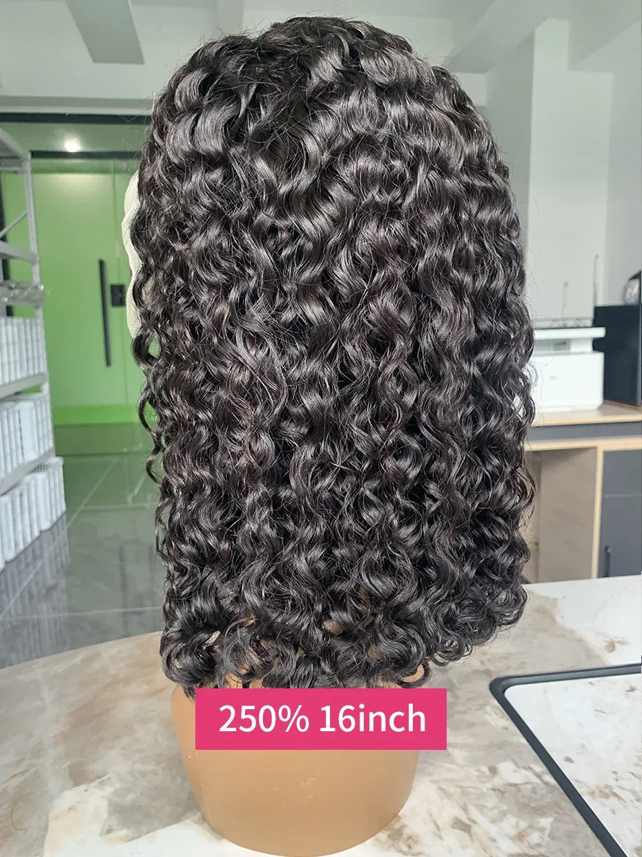 Hair Color: Natural Color, Ships From: CHINA, Stretched Length: 16inches, Density: 250% - Real 250 Density 13x4 Short Bob Wet and Wavy Human Hair Wigs Vietnam Raw Virgin Double Drawn Water Wave 13x6 Frontal Wig HD Lace