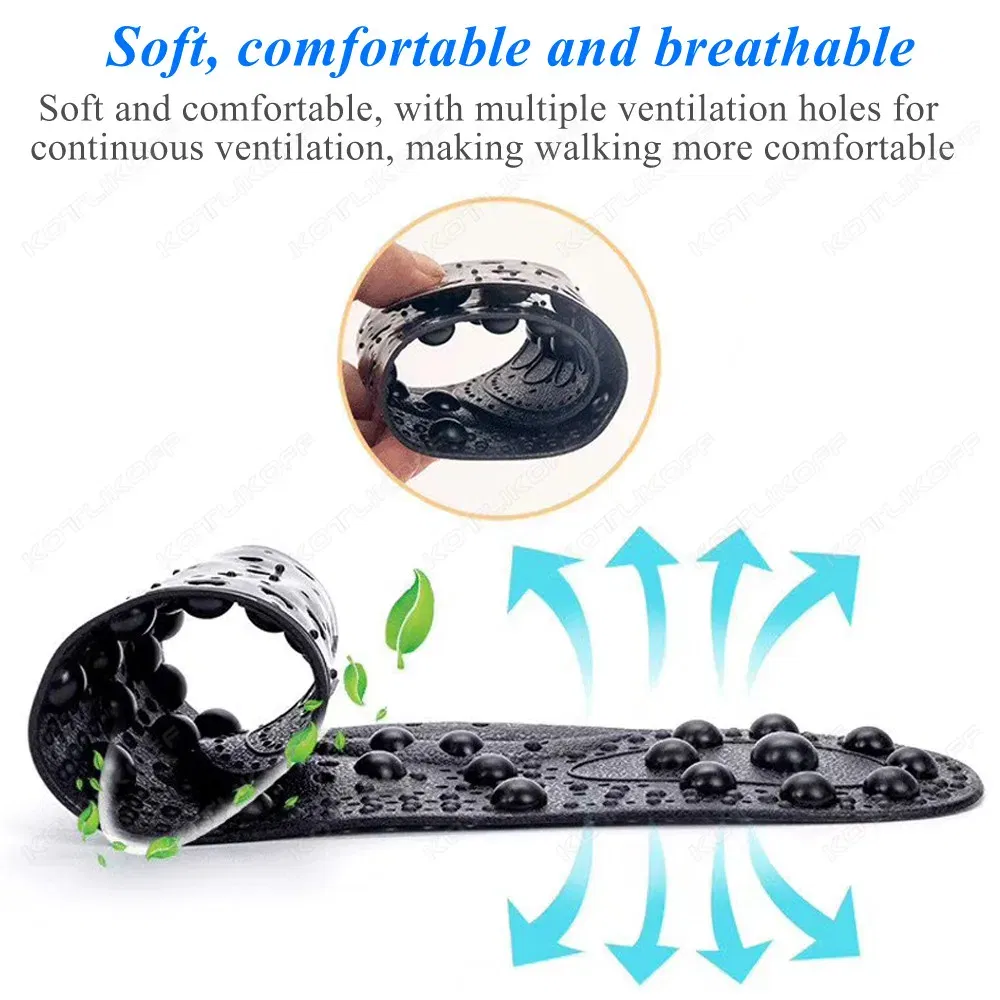 Color: black, Shoe Size: 0.5 - Magnetic Therapy Massage Insoles For Shoes Foot Acupressure Enhanced Magnetic Insole Point Therapy Feet Body Detox Insert Pads