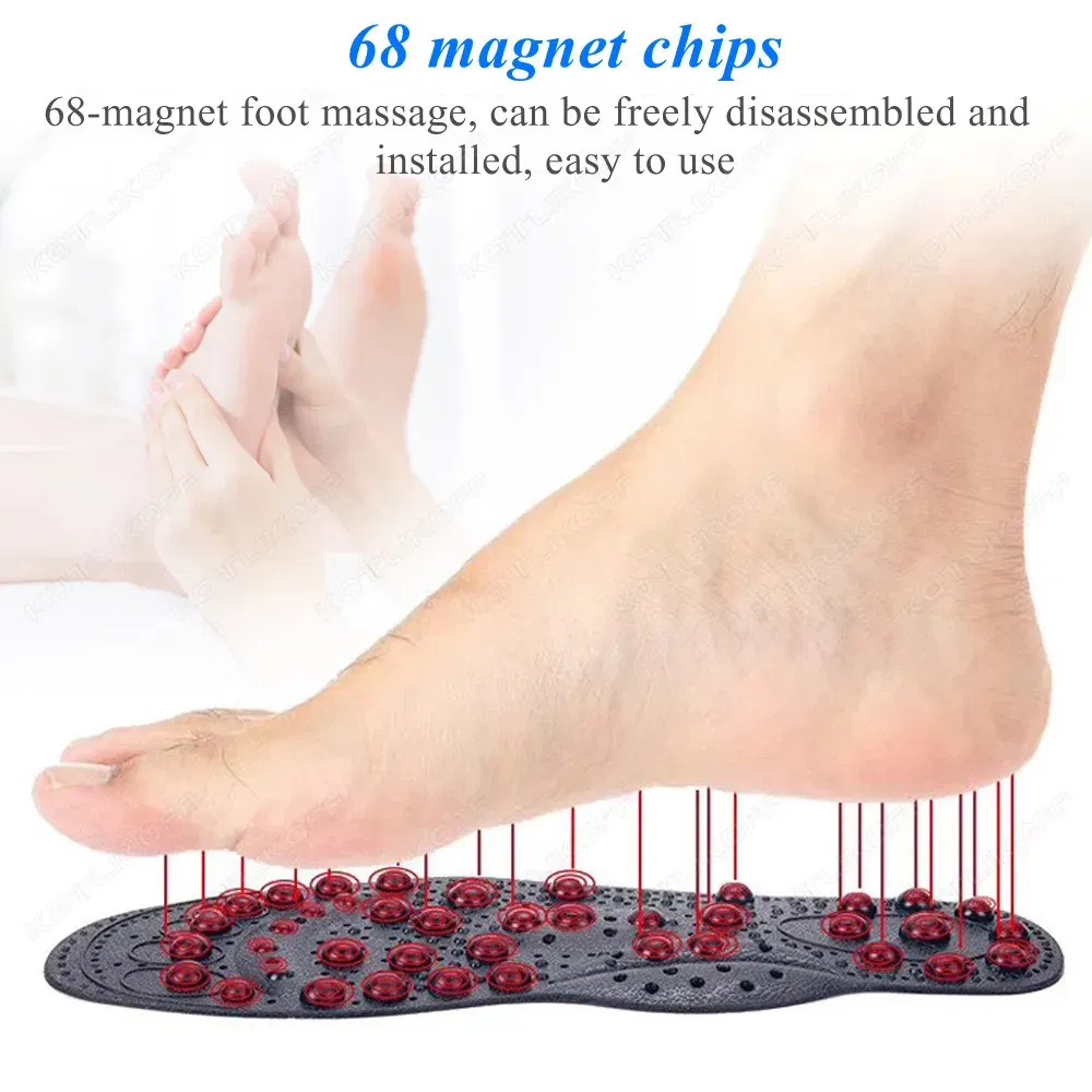 Color: black, Shoe Size: 0.5 - Magnetic Therapy Massage Insoles For Shoes Foot Acupressure Enhanced Magnetic Insole Point Therapy Feet Body Detox Insert Pads