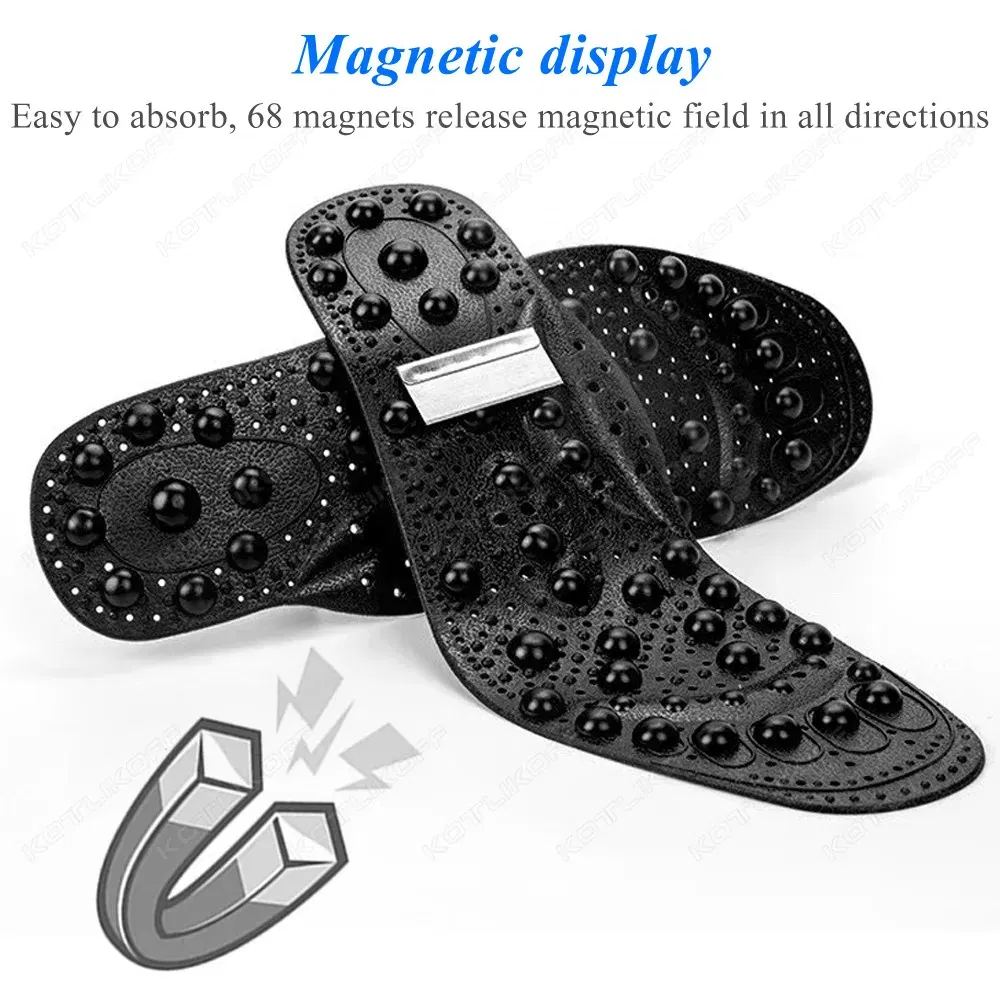 Color: black, Shoe Size: 0.5 - Magnetic Therapy Massage Insoles For Shoes Foot Acupressure Enhanced Magnetic Insole Point Therapy Feet Body Detox Insert Pads