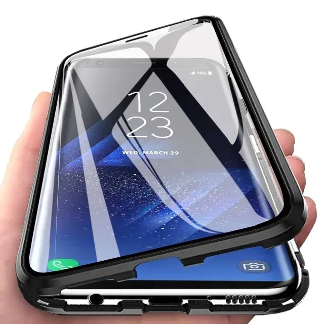 Color: black, Bundle: Case & Screen Protector, Material: Nylon - 360 ?°Full Protection Metal Frame Magnetic Case For OPPO Reno 10 11 Pro 7 4G 7 Z 8 Lite 8Z 5G Double-Sided Glass Cover Cases