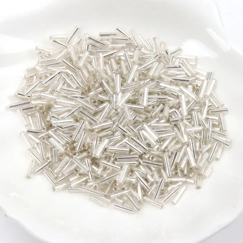 Color: Gold - Tube LINED Glass Czech Seed Spacer beads For jewelry handmade DIY Wholesale 17 colors 2x6mm 300pcs