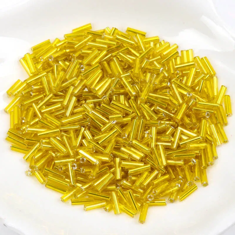 Color: Gold - Tube LINED Glass Czech Seed Spacer beads For jewelry handmade DIY Wholesale 17 colors 2x6mm 300pcs