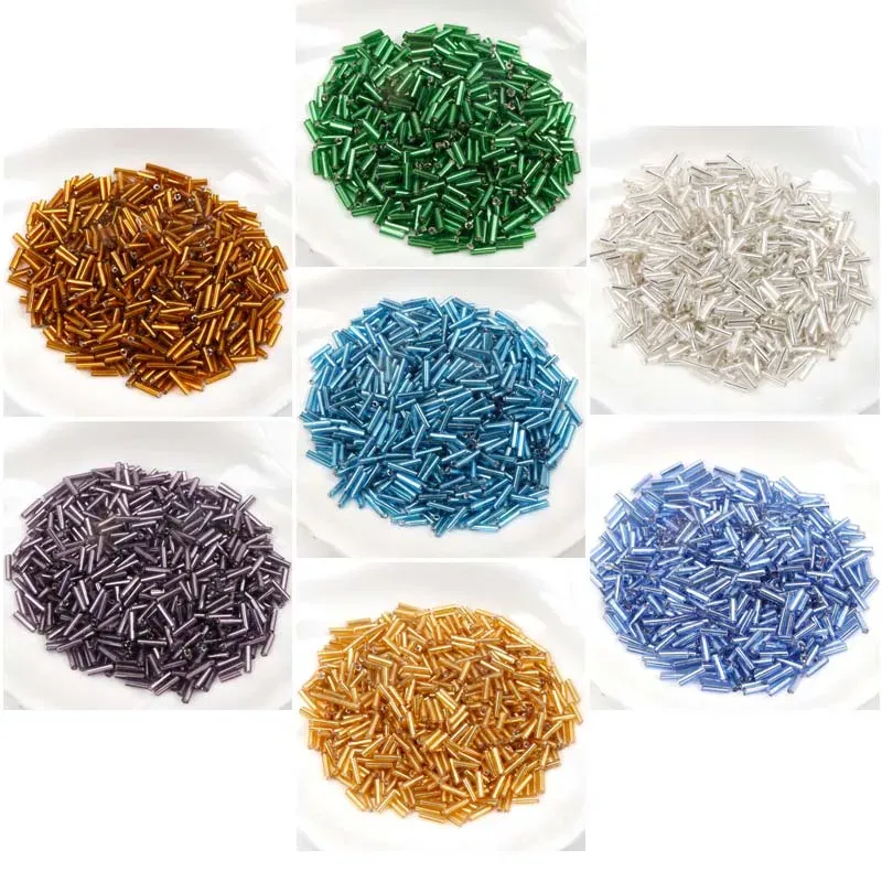 Color: Gold - Tube LINED Glass Czech Seed Spacer beads For jewelry handmade DIY Wholesale 17 colors 2x6mm 300pcs