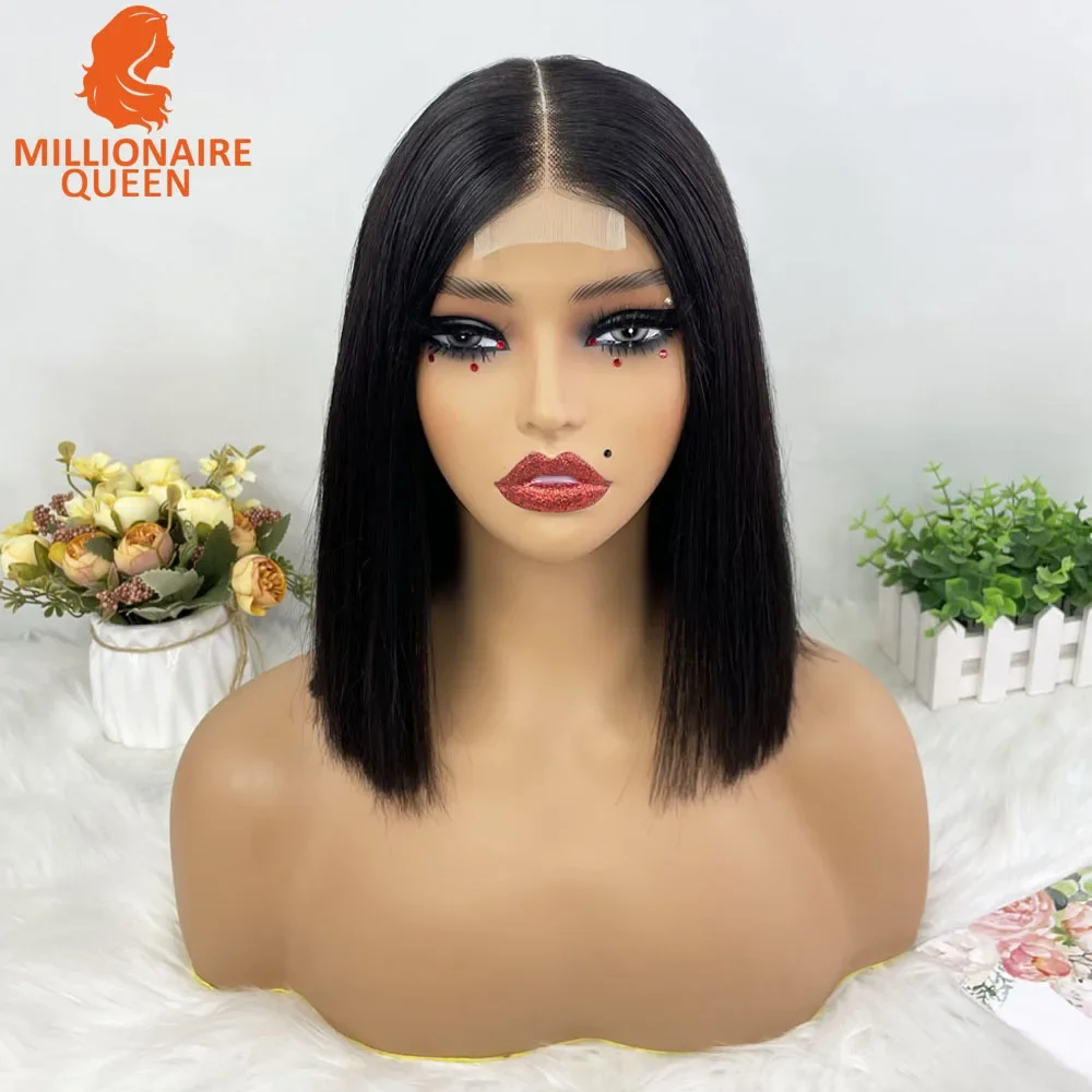 Color: WHITE, Stretched Length: 10inches, Density: 250%, Lace Size: 2x6 - Highlight P4/30 Brown Vietname Bone Straight Bob Wig Super Double Drawn Human Hair 2x6 Glueless Lace Closure Wig For Black Women