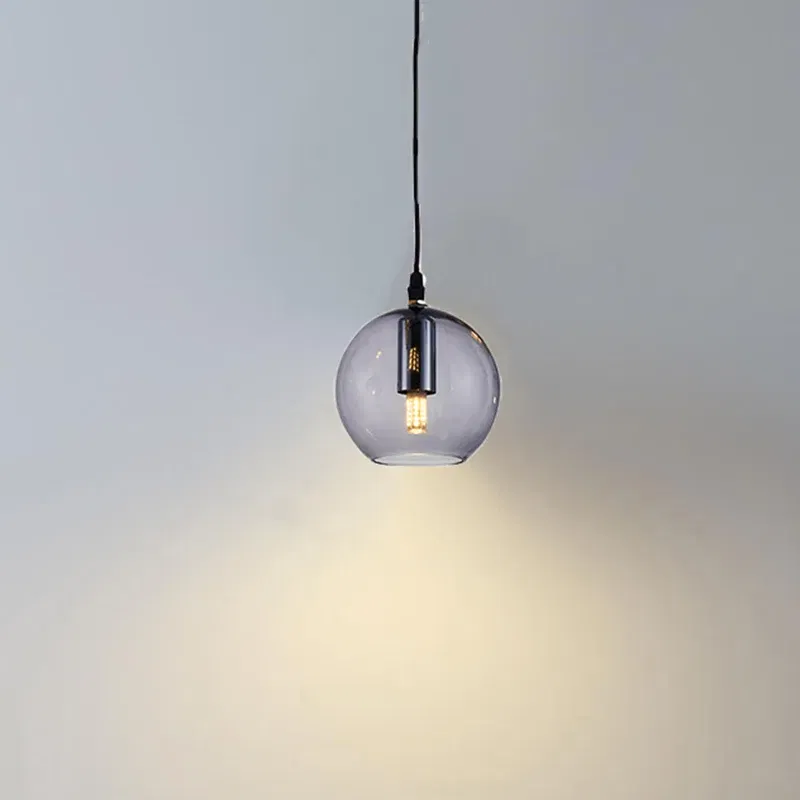 Body Color: Light Grey, Ships From: CHINA - Nordic bar pendant light simple modern bedroom bedside light exquisite G9 living room light glass light with light bulb