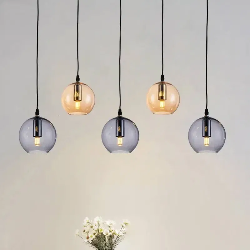 Body Color: Light Grey, Ships From: CHINA - Nordic bar pendant light simple modern bedroom bedside light exquisite G9 living room light glass light with light bulb