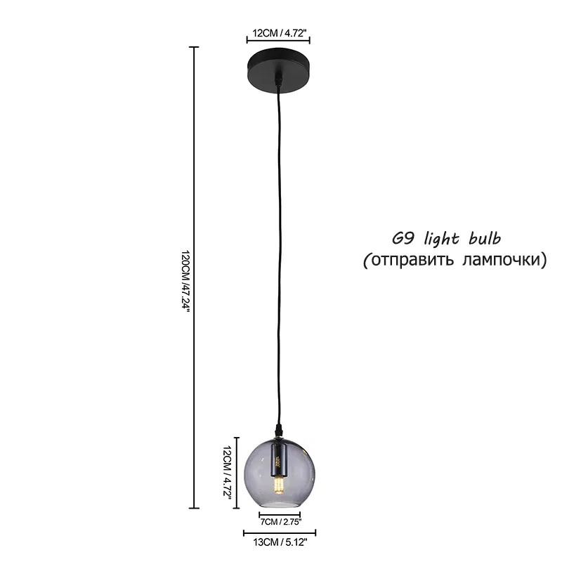 Body Color: Light Grey, Ships From: CHINA - Nordic bar pendant light simple modern bedroom bedside light exquisite G9 living room light glass light with light bulb