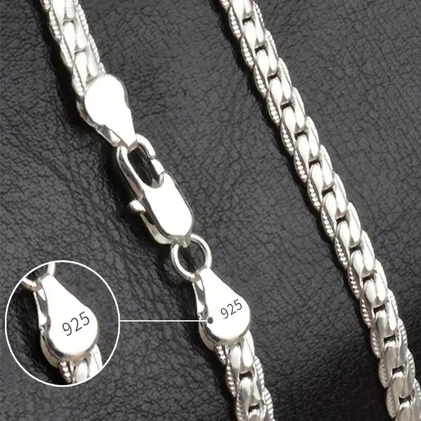 Length: 40cm - 20-60cm Silver Color Luxury Brand Design Noble 6mm Necklace Chain For Woman Men Fashion Wedding Engagement Jewelry
