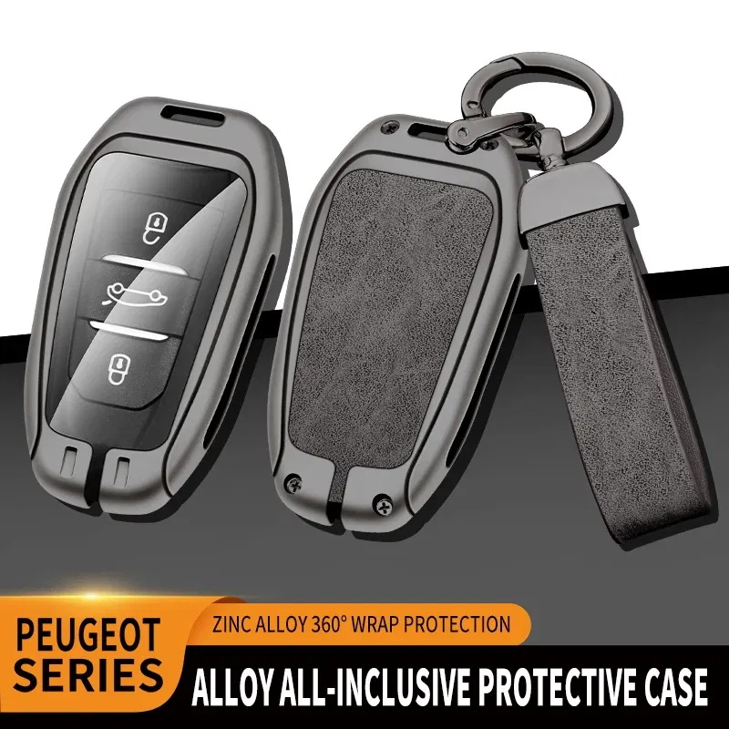Color Name: ROYAL BLUE - Car Metal Key Case Cover Shell Fob For Peugeot 308 408 508 2008 3008 4008 5008 For Citroen C4 C6 C3-XR key chain Accessories